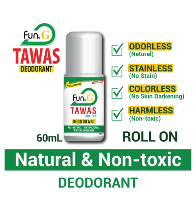 FUN G Tawas Roll On All-Natural Antibacterial whitens underarm 60ml