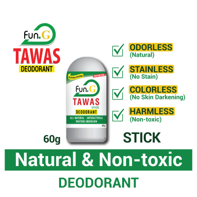 FUN G Tawas Stick All -Natural Antibacterial Whitens Underarm 60g