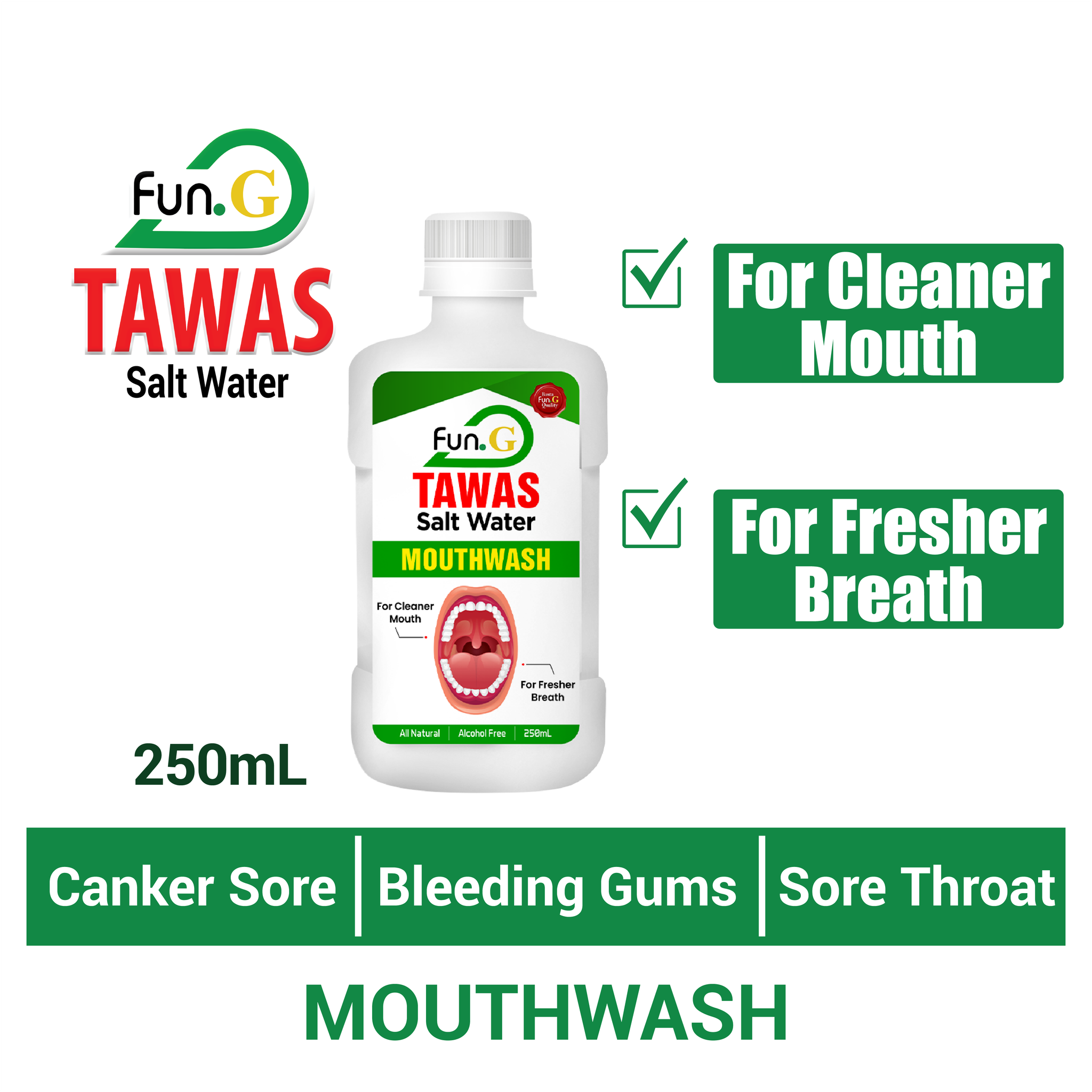 FUN G Tawas Salt Water Mouthwash 250ml