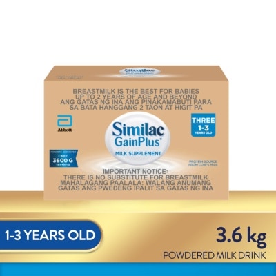 SIMILAC GAINPLUS SIMILAC GAINPLUS Milk Supplement 1 to 3 Years Old 3.6kg