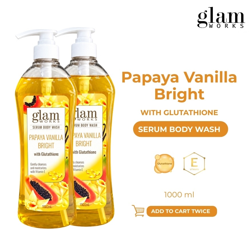 GLAM WORKS Serum Body Wash Papaya Vanilla Bright 1000ml x 2 Bundle image