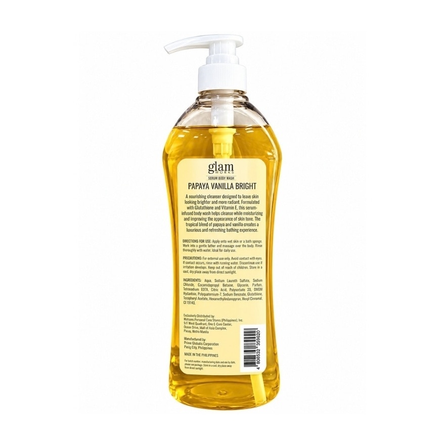 GLAM WORKS Serum Body Wash Papaya Vanilla Bright 1000ml x 2 Bundle image