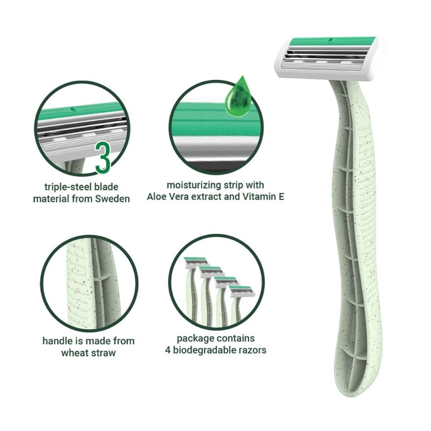 Men Triple Blade Sustainable Razor 4s