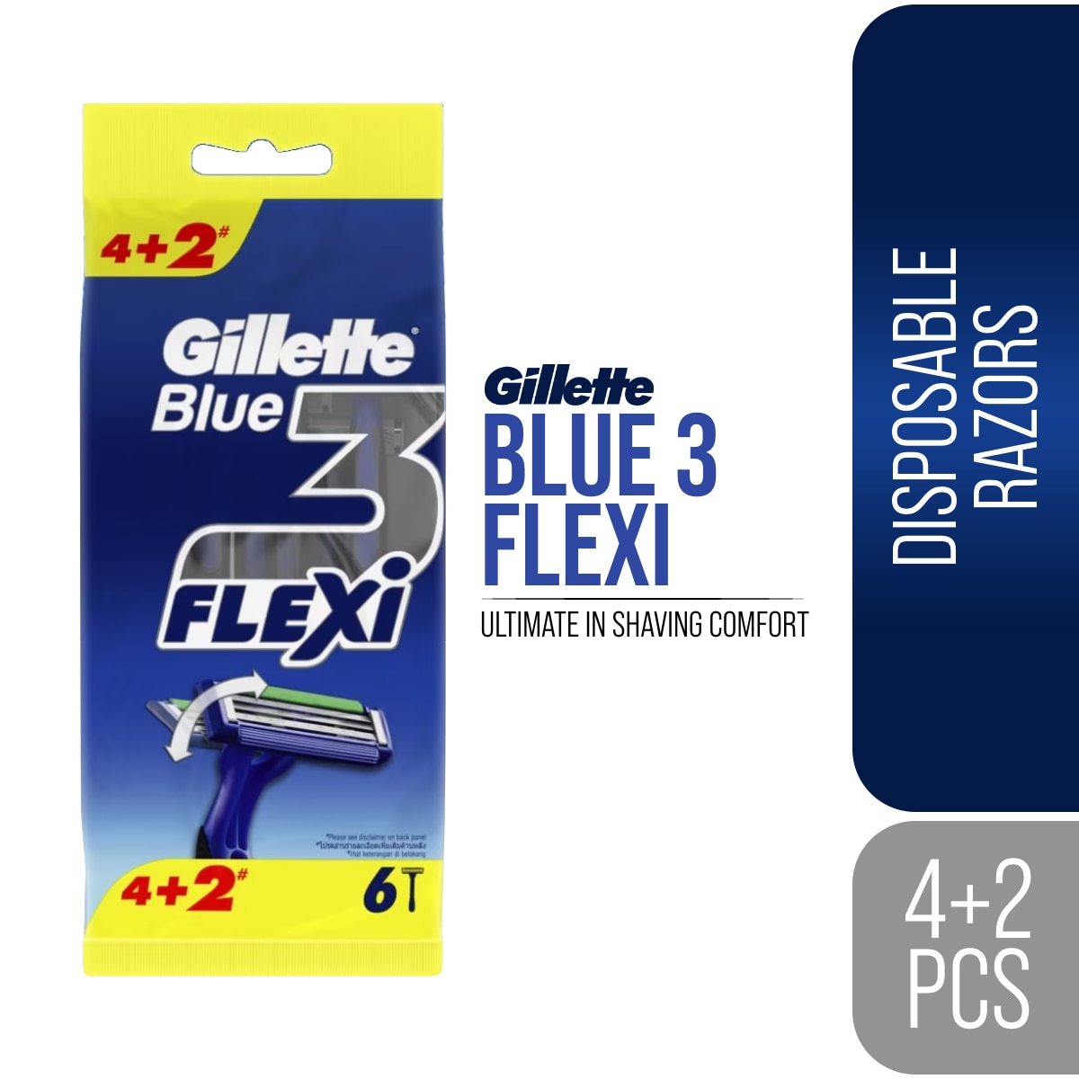 Blue 3 Flexi Disposable Razor 4+2s Pack