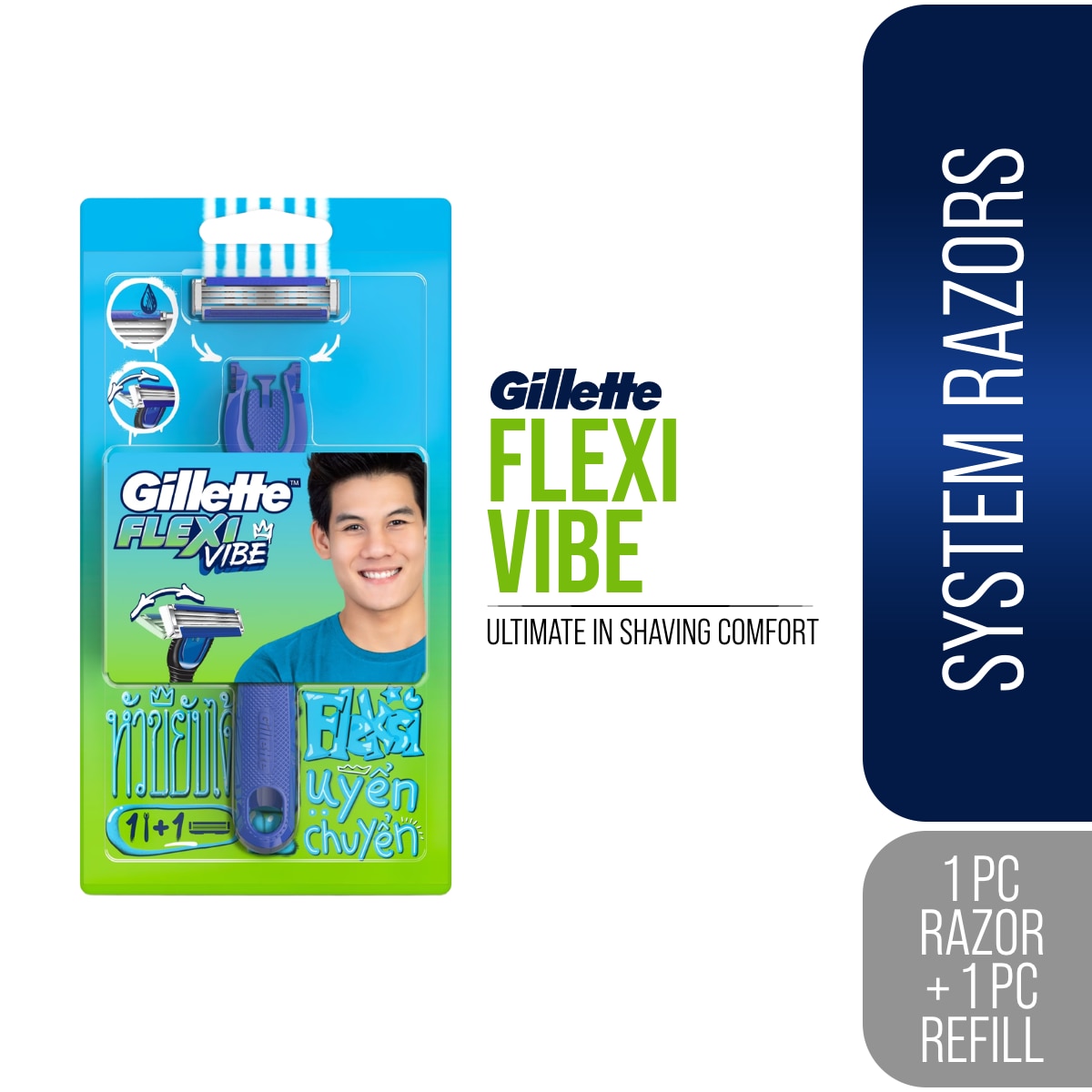 Flexi Vibe (1 Razor Handle + 1 Blade/Cartridge Refills)