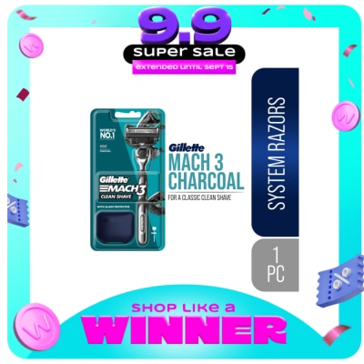 GILLETTE - GILLETTE Mach 3 Charcoal Razor 1Up image