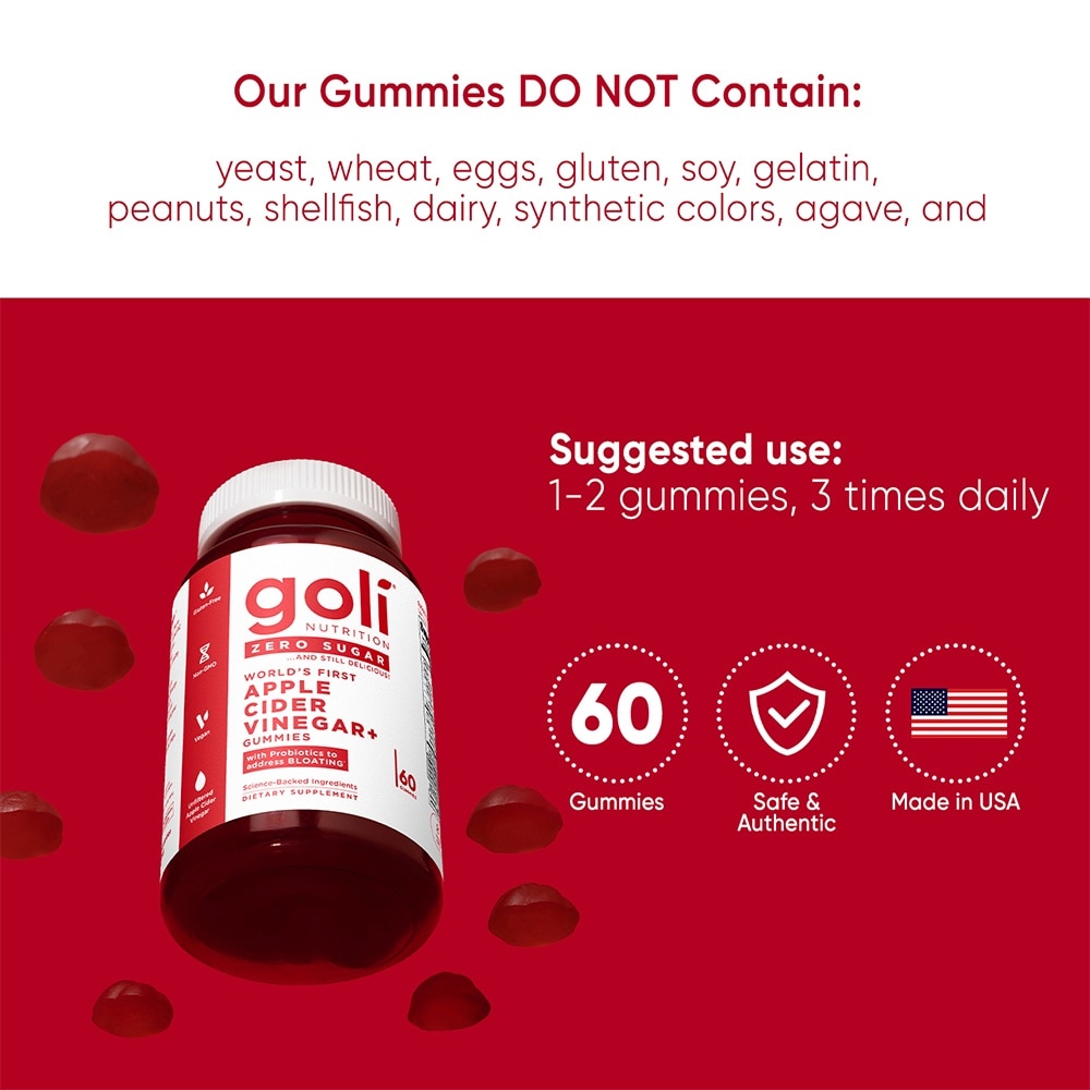 GOLI Apple Cider Vinegar Zero Sugar 60gummies