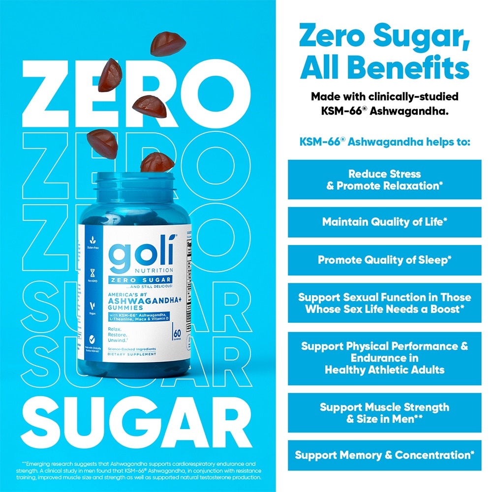 GOLI Ashwagandha Zero Sugar 60gummies