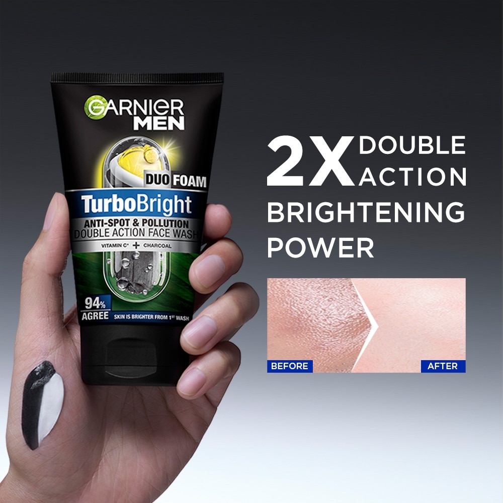 GARNIER Men TurboBright Anti-Spot & Pollution Duo Foam Cleanser 50ml