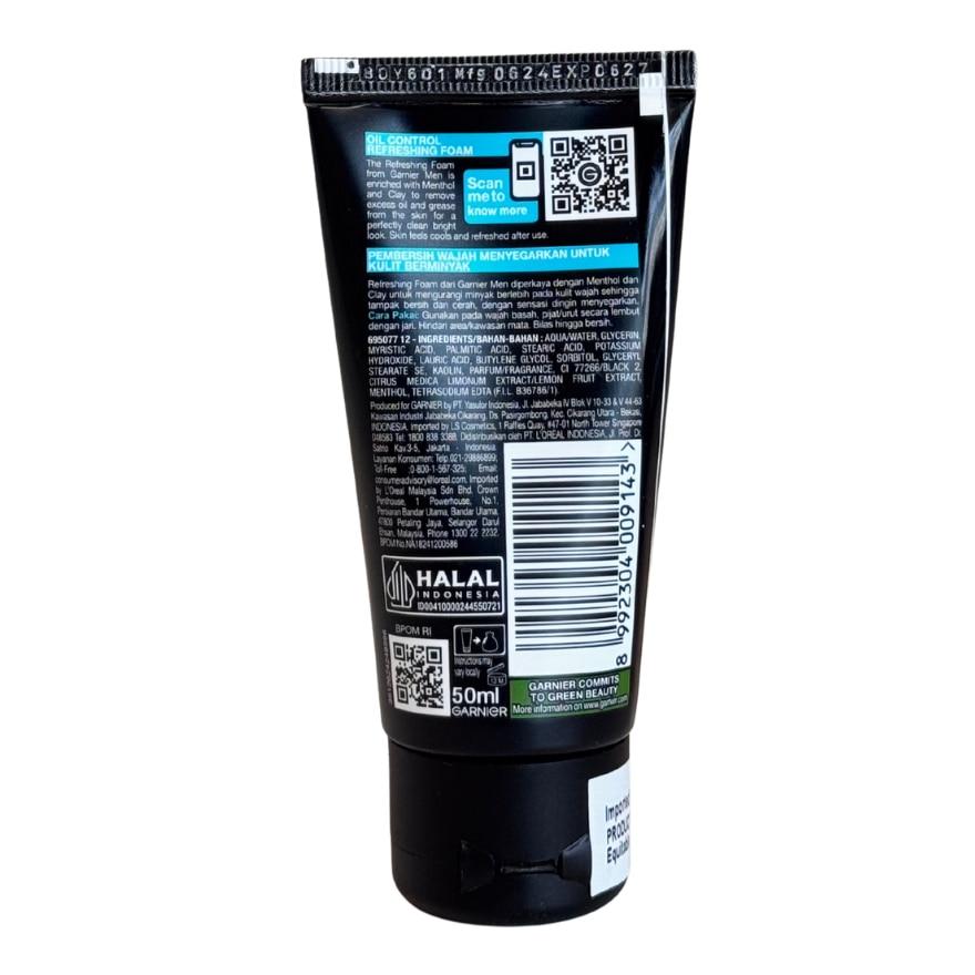 GARNIER Men OilControl Anti-Shine Cooling Foam Cleanser 50ml