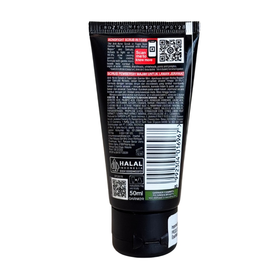GARNIER Men AcnoFight Anti-Acne Scrub in Foam Cleanser 50ml