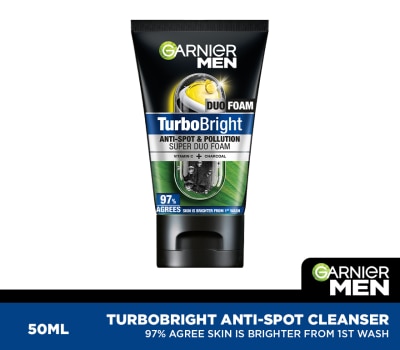 GARNIER GARNIER Men TurboBright Anti-Spot & Pollution Duo Foam Cleanser 50ml