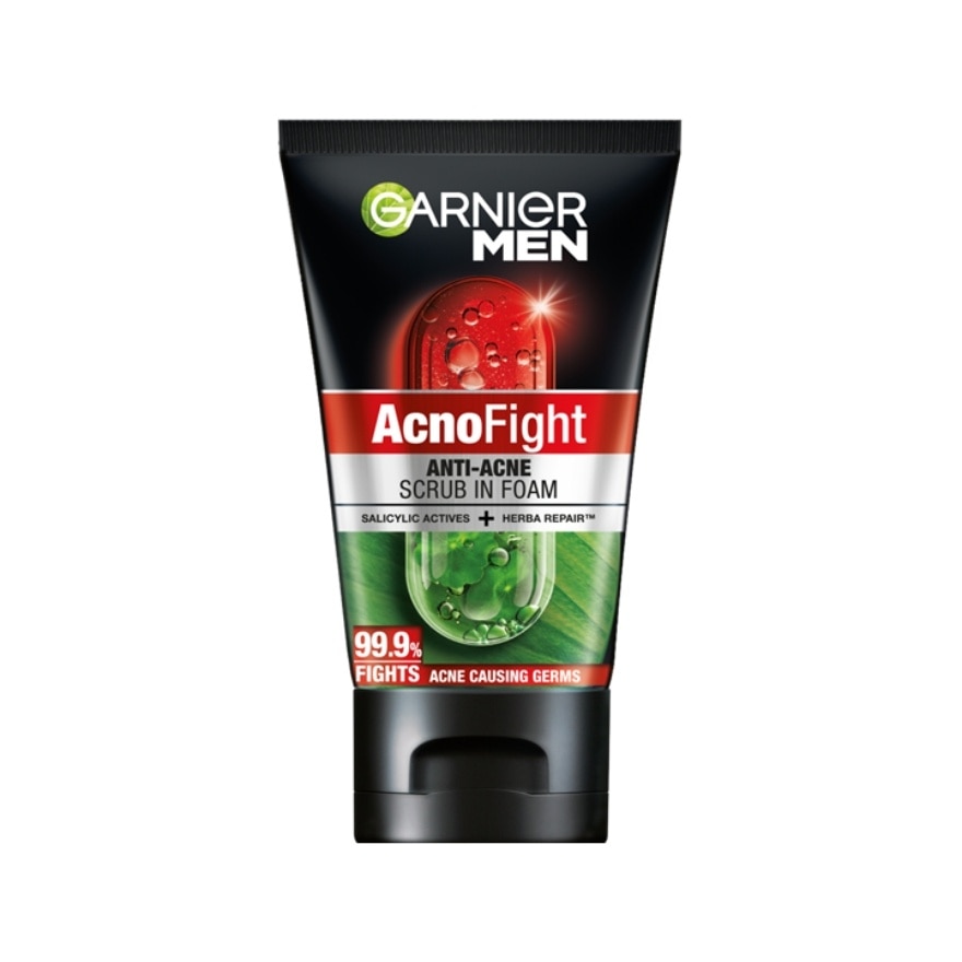 GARNIER Men AcnoFight Anti-Acne Scrub in Foam Cleanser 100ml