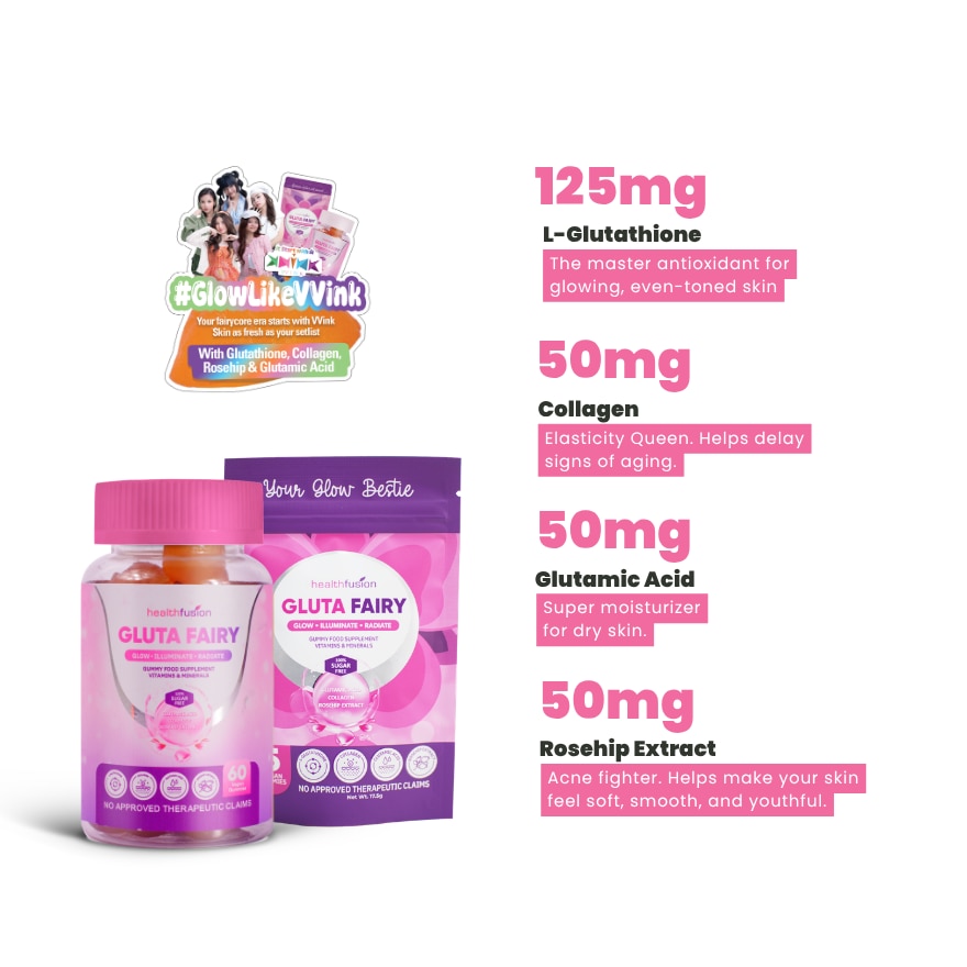 HEALTH FUSION Gluta Fairy Food Supplement Gummy 60's image