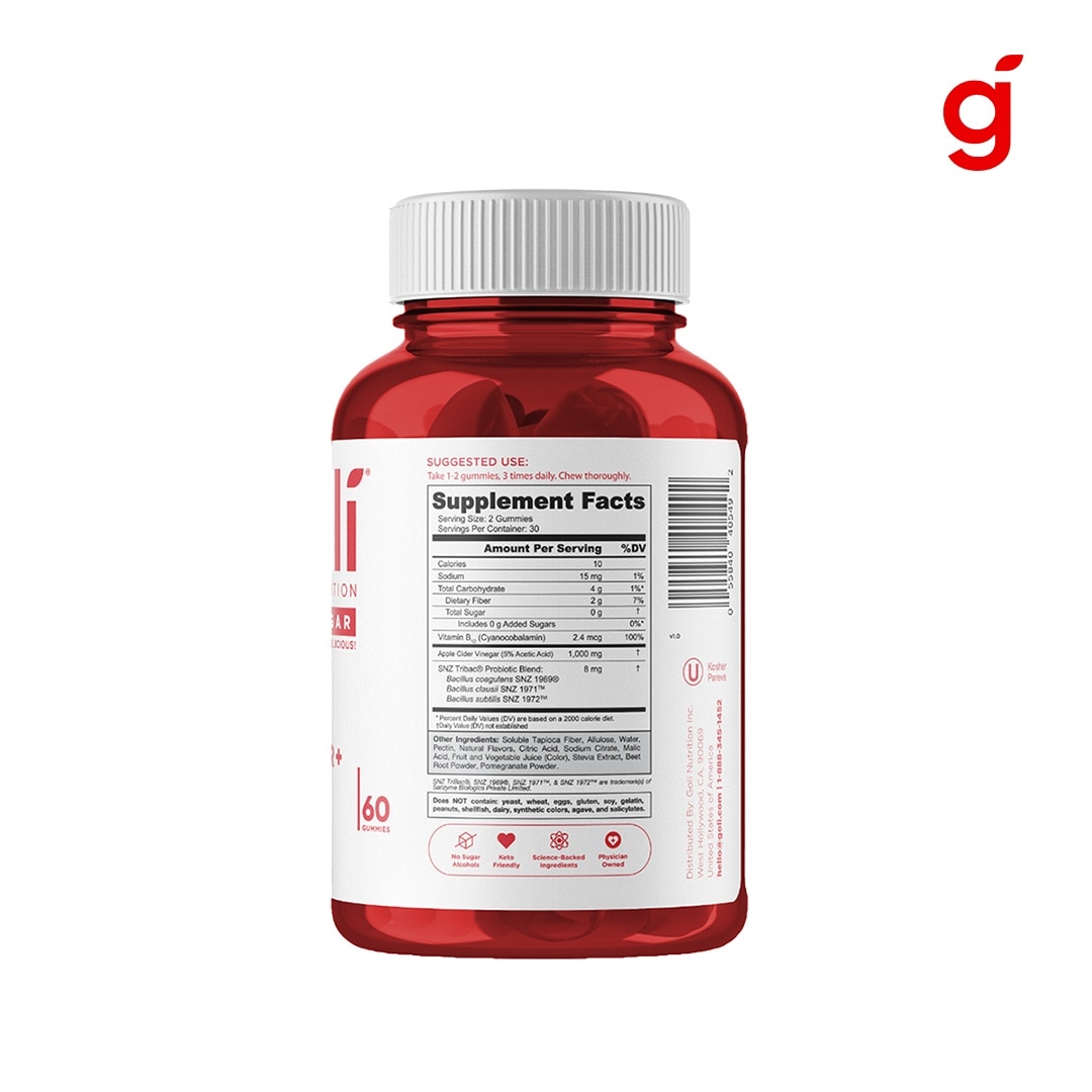 GOLI Apple Cider Vinegar Zero Sugar 60gummies