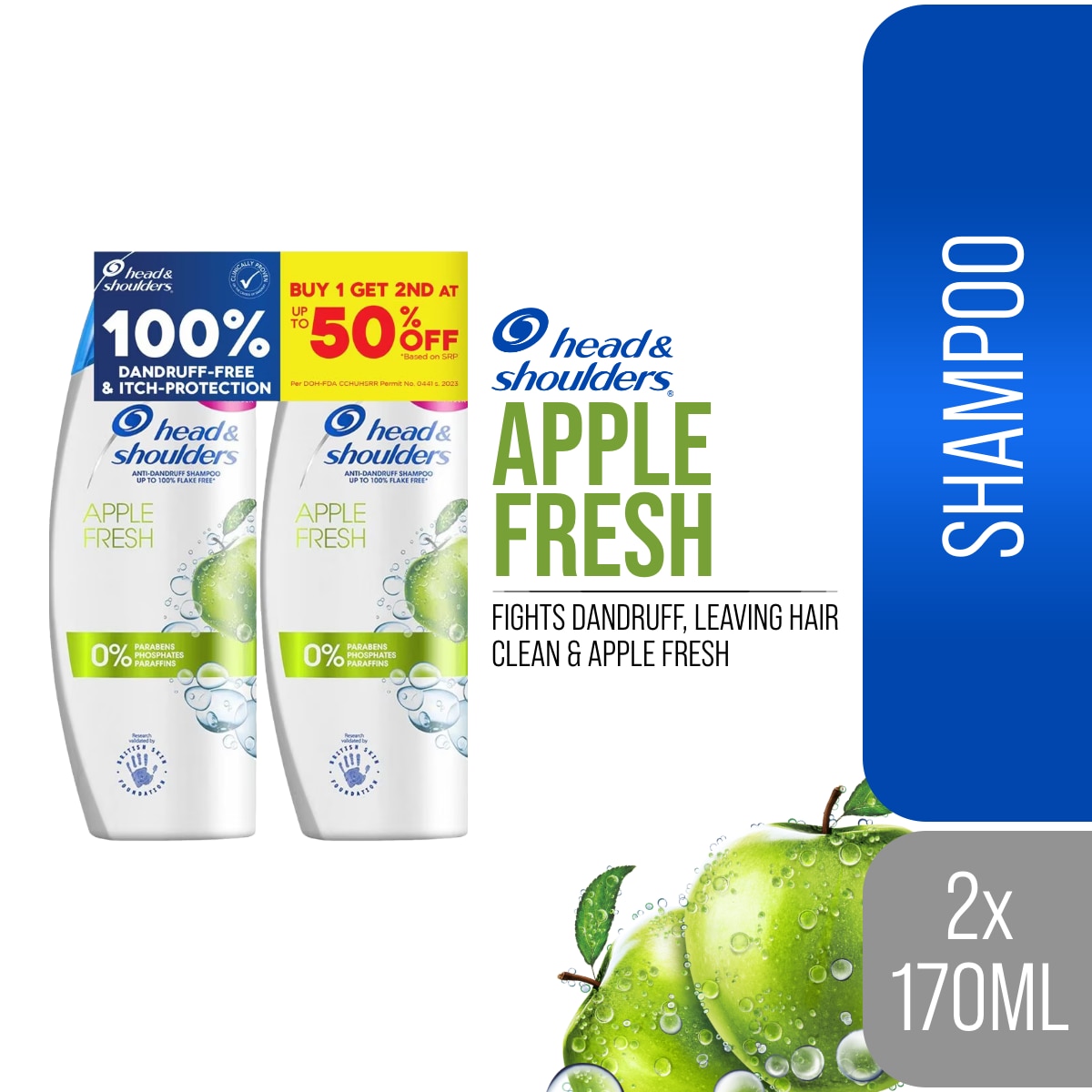 HEAD N SHOULDERS Shampoo Apple Fresh 170ML BOGO50