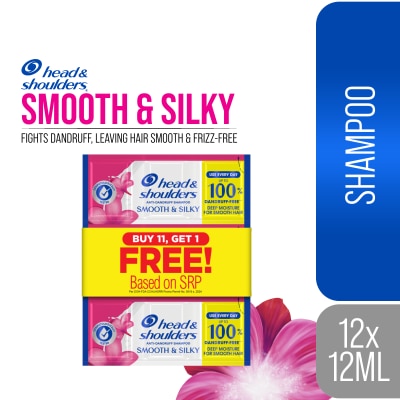 HEAD N SHOULDERS HEAD N SHOULDERS HEAD N SHOULDERS Shampoo Smooth & Silky Anti Dandruff Shampoo 11 Plus 1 12ml