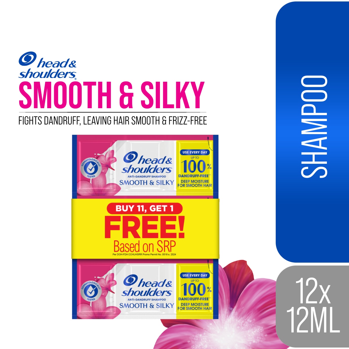 HEAD N SHOULDERS HEAD N SHOULDERS Shampoo Smooth & Silky Anti Dandruff Shampoo 11 Plus 1 12ml image