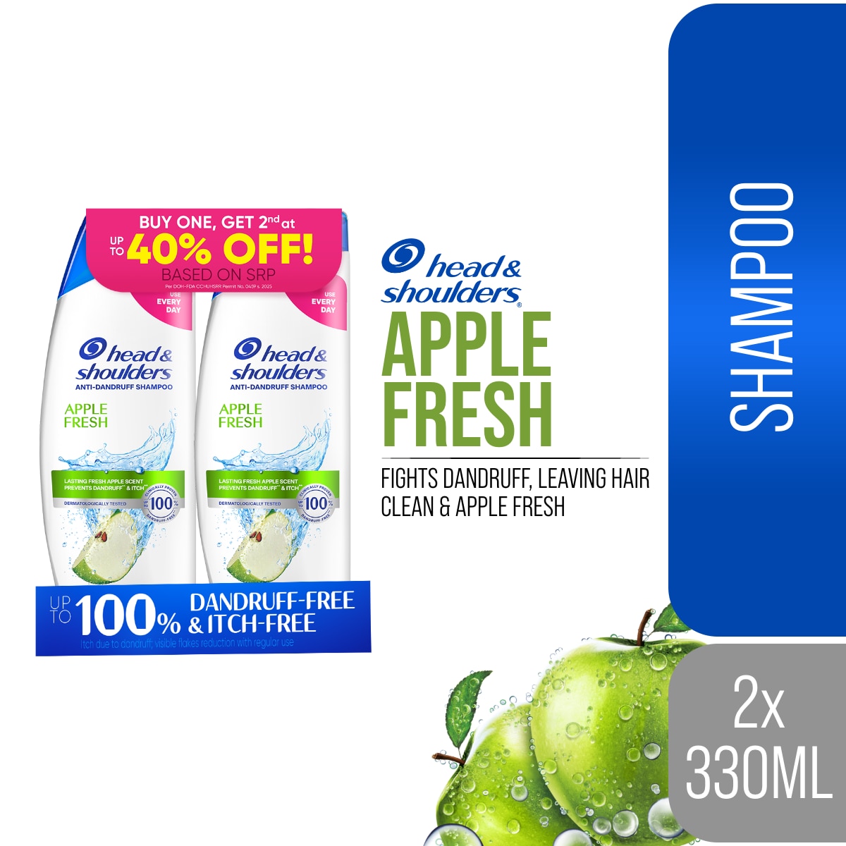 HEAD N SHOULDERS Anti-Dandruff Shampoo Apple Fresh 330ml Bundle