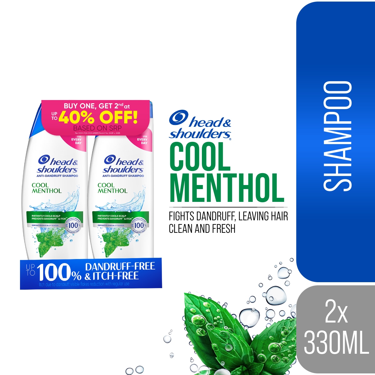 HEAD N SHOULDERS Anti-Dandruff Shampoo Cool Menthol 330ml Bundle