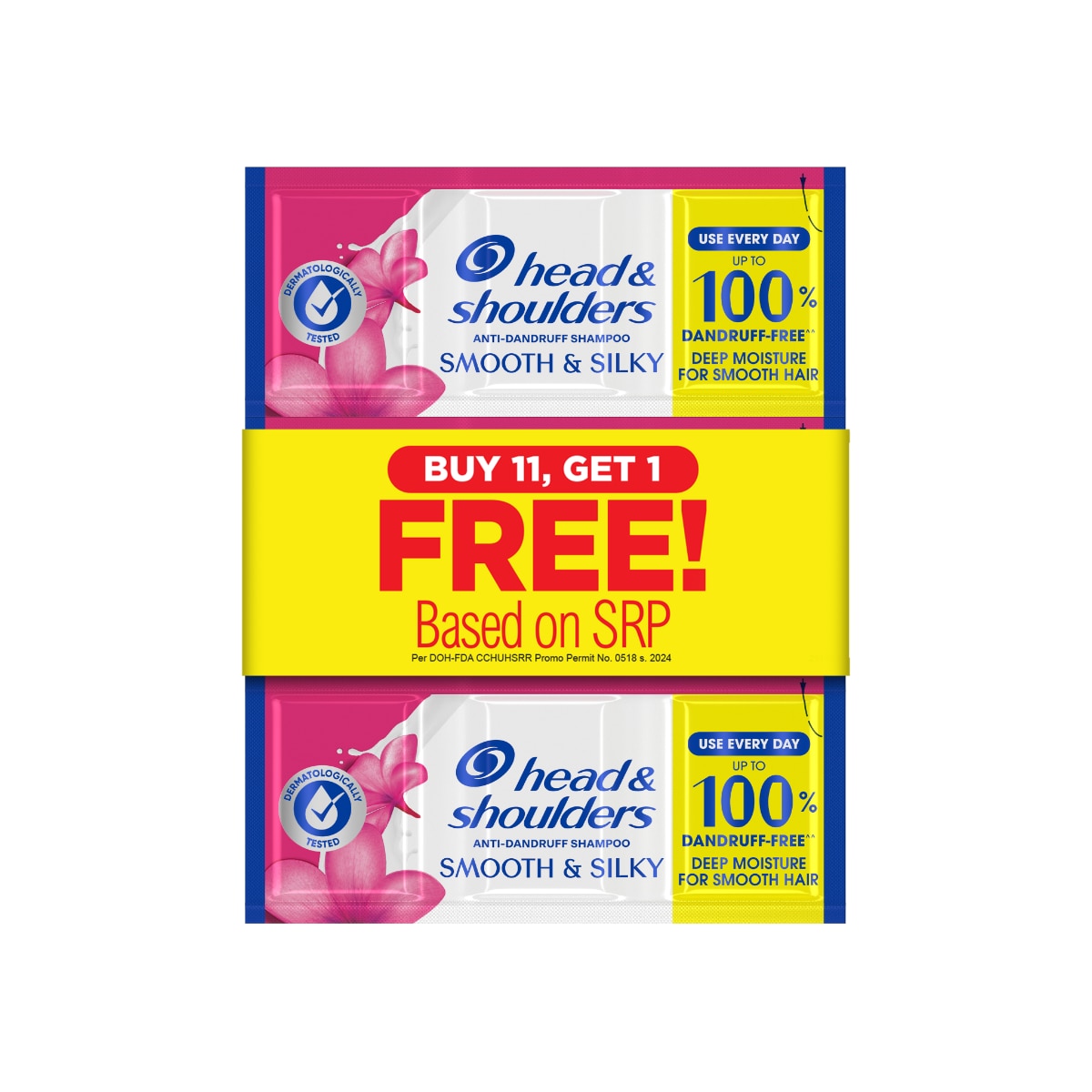 HEAD N SHOULDERS HEAD N SHOULDERS Shampoo Smooth & Silky Anti Dandruff Shampoo 11 Plus 1 12ml image