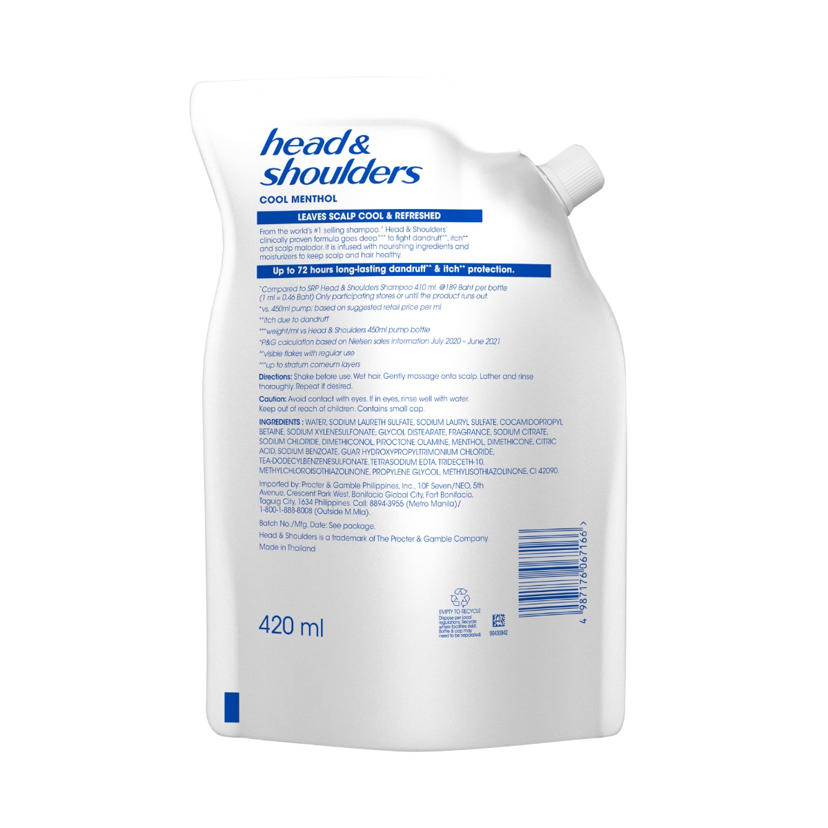 Shampoo Cool Menthol 420ml Refill