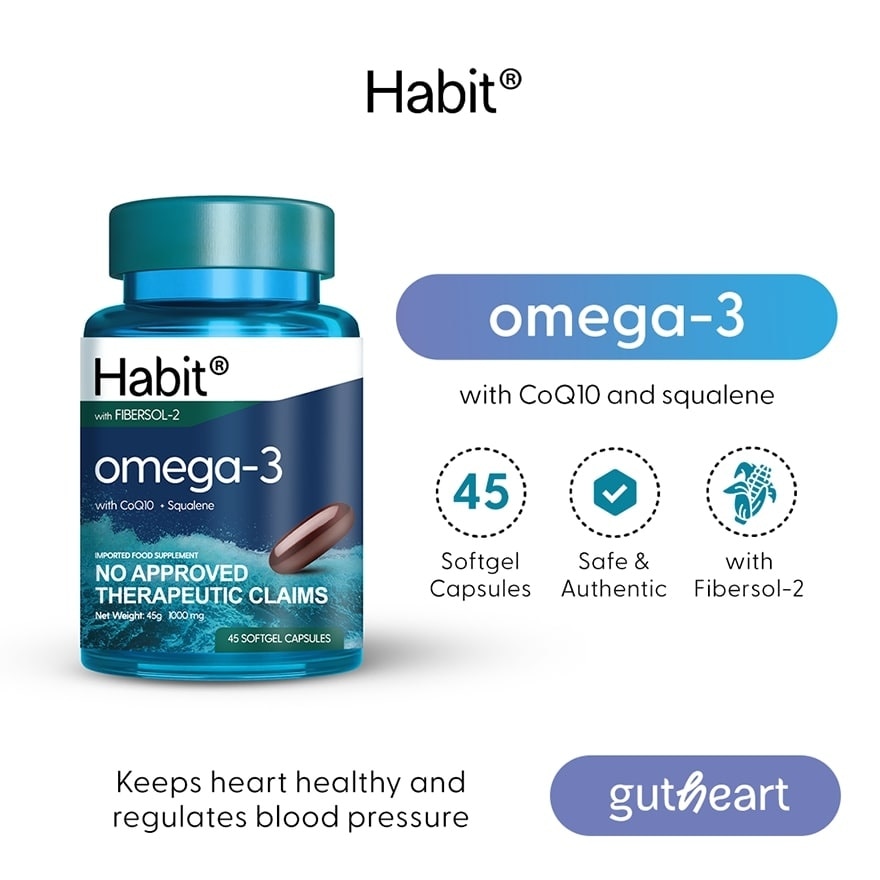 HABIT Omega-3 with CoQ10 + Squalene 45 softgel capsules (Heart health)