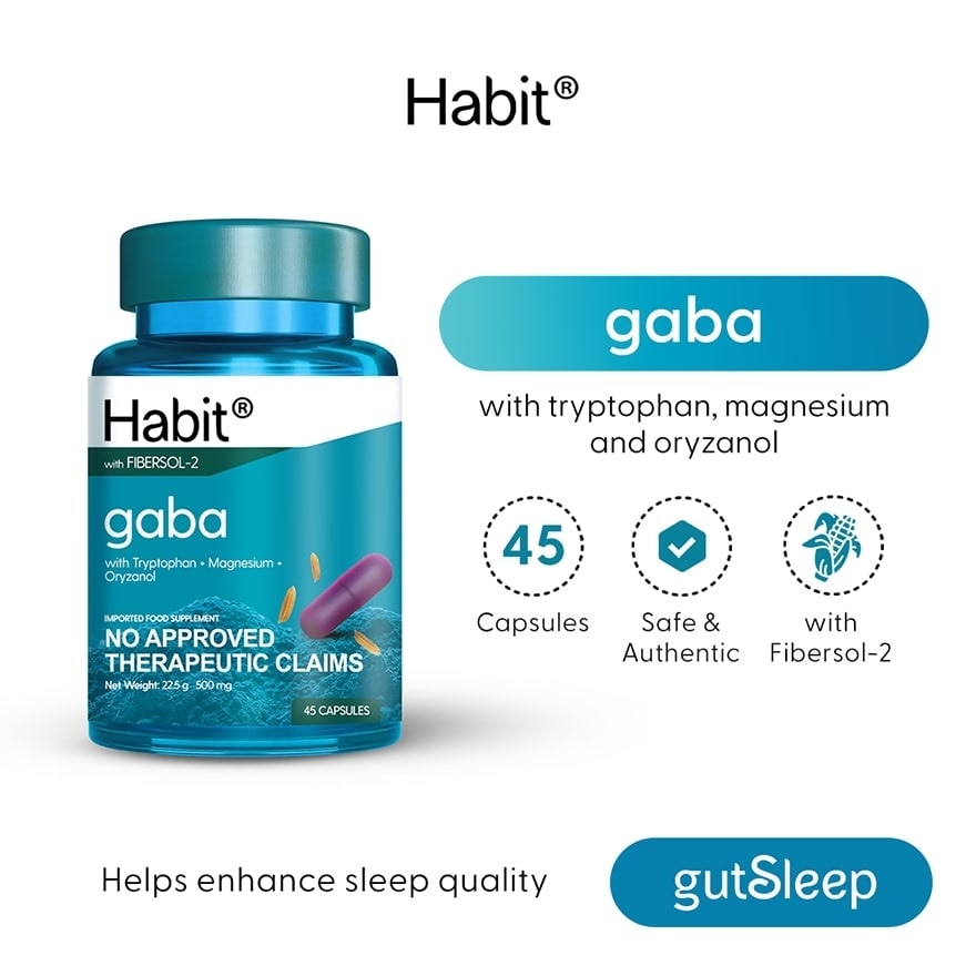 HABIT GABA with Tryptophan + Magnesium + Oryzanol 45 capsules (Sleep enhancer)