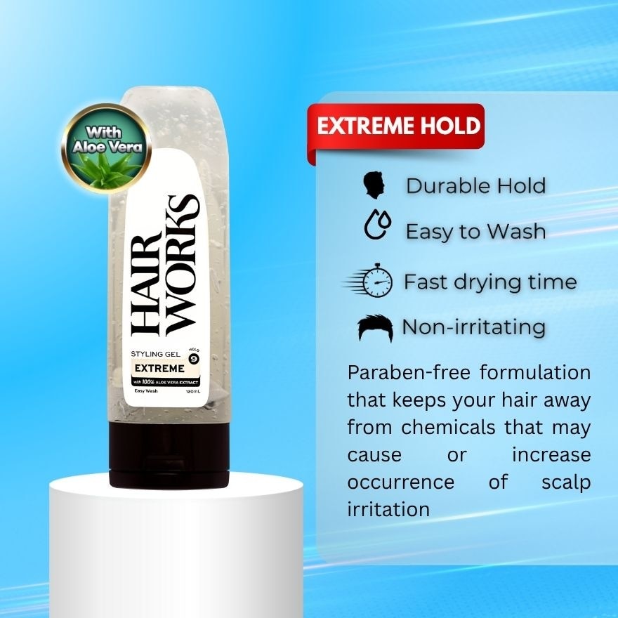 HAIR WORKS EXTREME HOLD STYLING GEL120ML