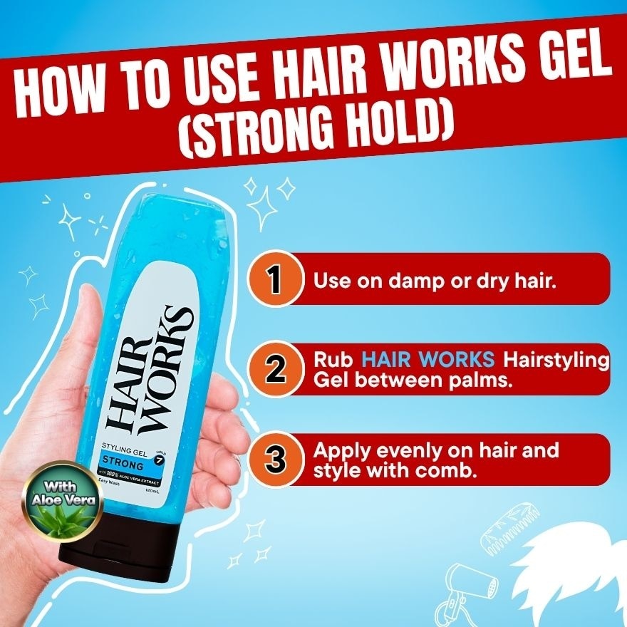 HAIR WORKS STRONG HOLD STYLING GEL120ML