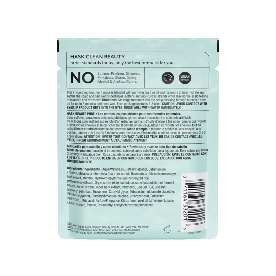 HASK Tea Tree Oil & Rosemary Hair And Scalp Treatment Mask 50ml