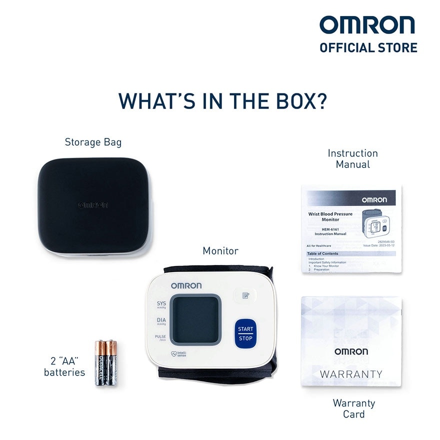 OMRON HEM-6161 Automatic Wrist Type Blood Pressure Monitor BP BPM Digital