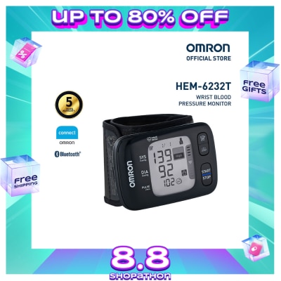 OMRON OMRON HEM-6232T Automatic Wrist Type Blood Pressure Monitor BPM Digital with Bluetooth Connectivity
