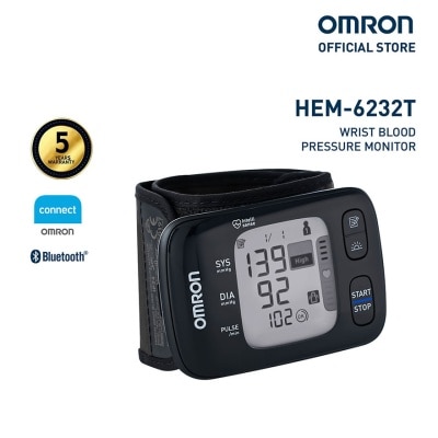 OMRON OMRON HEM-6232T Automatic Wrist Type Blood Pressure Monitor BPM Digital with Bluetooth Connectivity