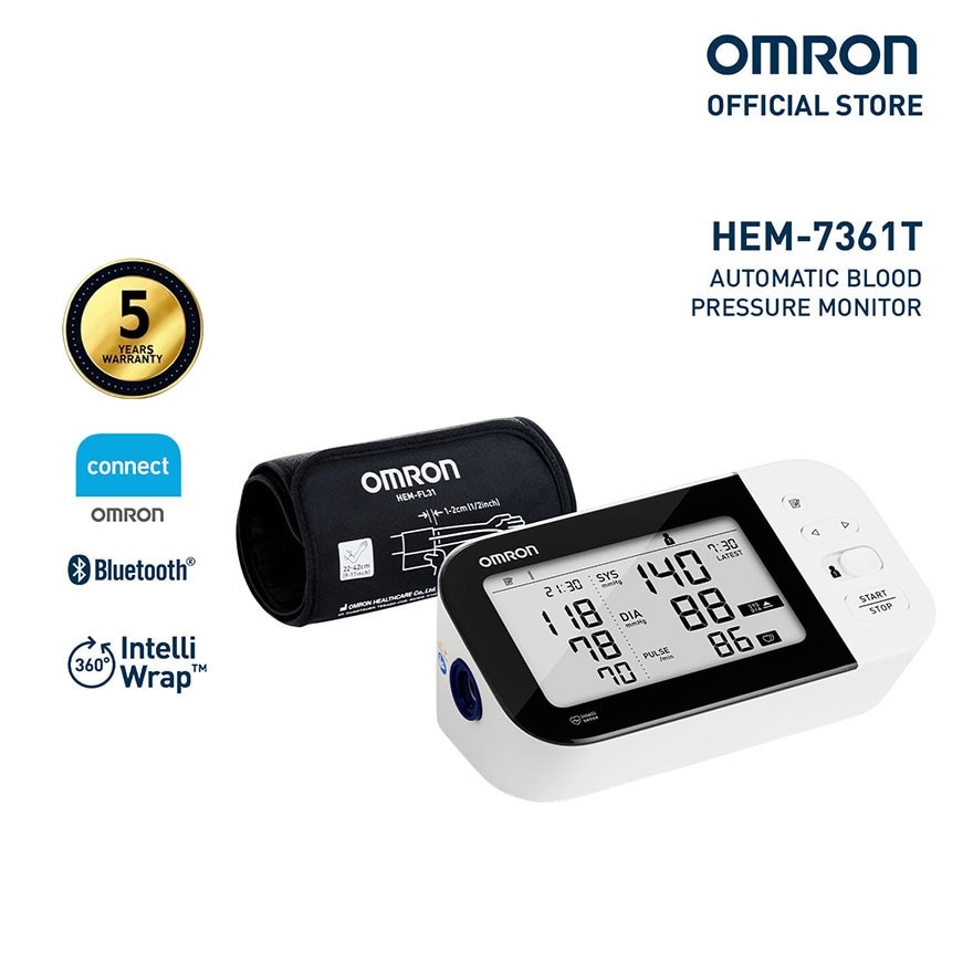 OMRON HEM-7361T Automatic Upper Blood Pressure Monitor BP BPM Digital with Bluetooth Connectivity