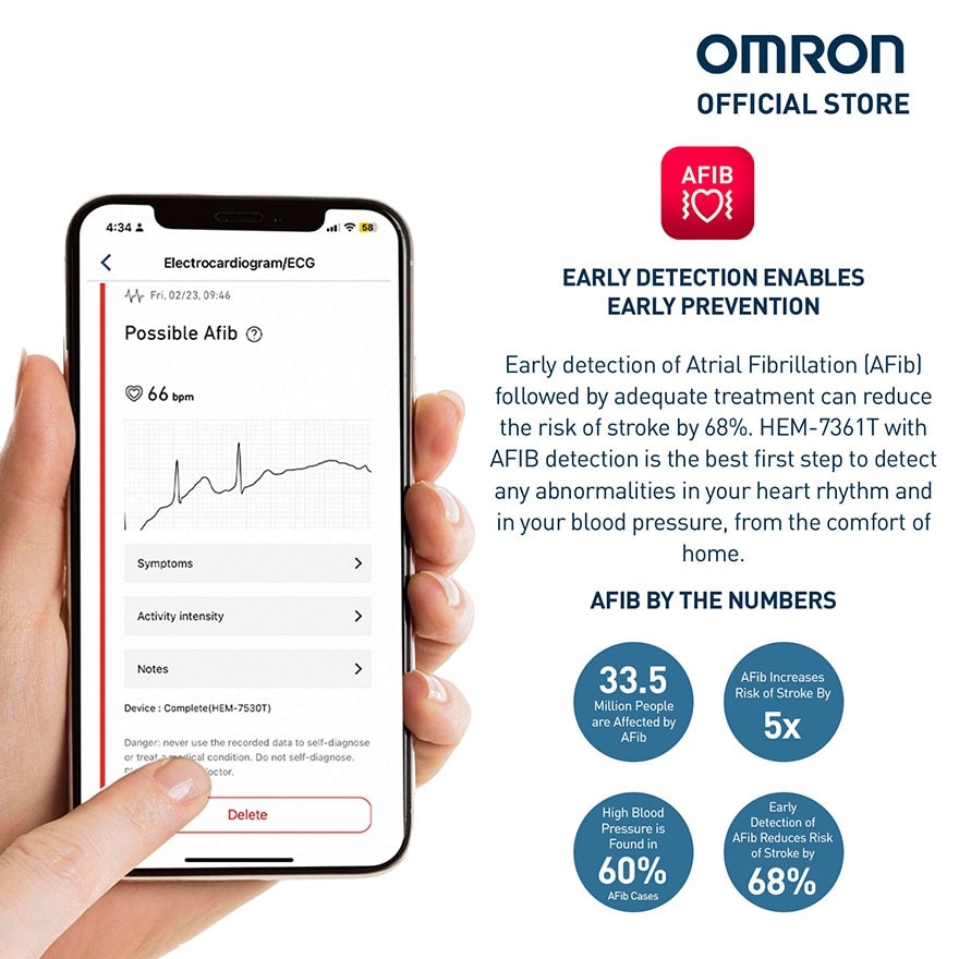 OMRON HEM-7361T Automatic Upper Blood Pressure Monitor BP BPM Digital with Bluetooth Connectivity