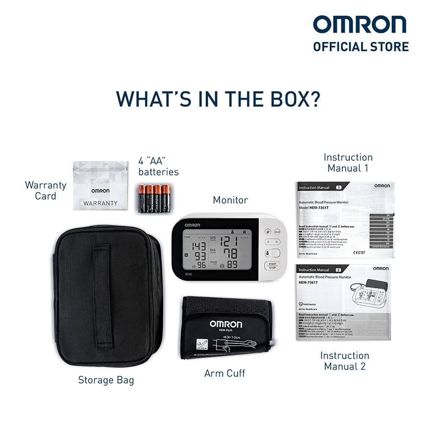 OMRON HEM-7361T Automatic Upper Blood Pressure Monitor BP BPM Digital with Bluetooth Connectivity