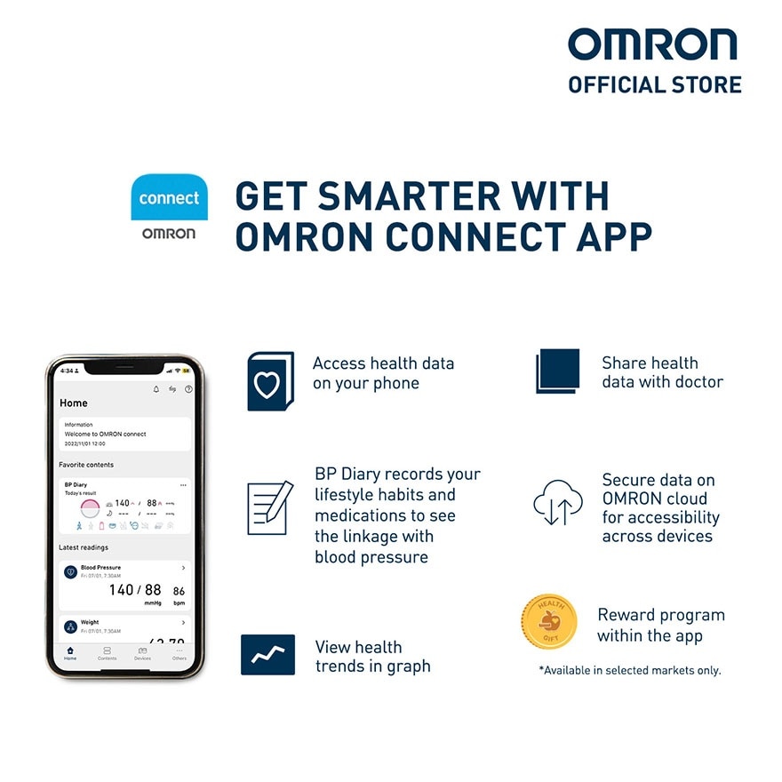 OMRON Smart Elite+ HEM-7600T Automatic Upper Arm Blood Pressure Monitor BPM Digital with Bluetooth