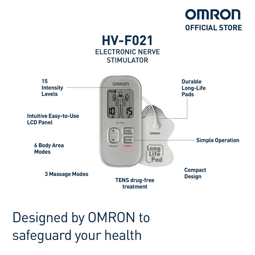 OMRON HV-F021 TENS Electronic Nerve Stimulator Massager Pain Therapy with TENS Pads