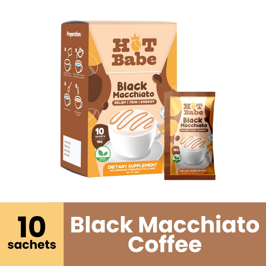 HOT BABE Black Macchiato 10 Sachets x 180g