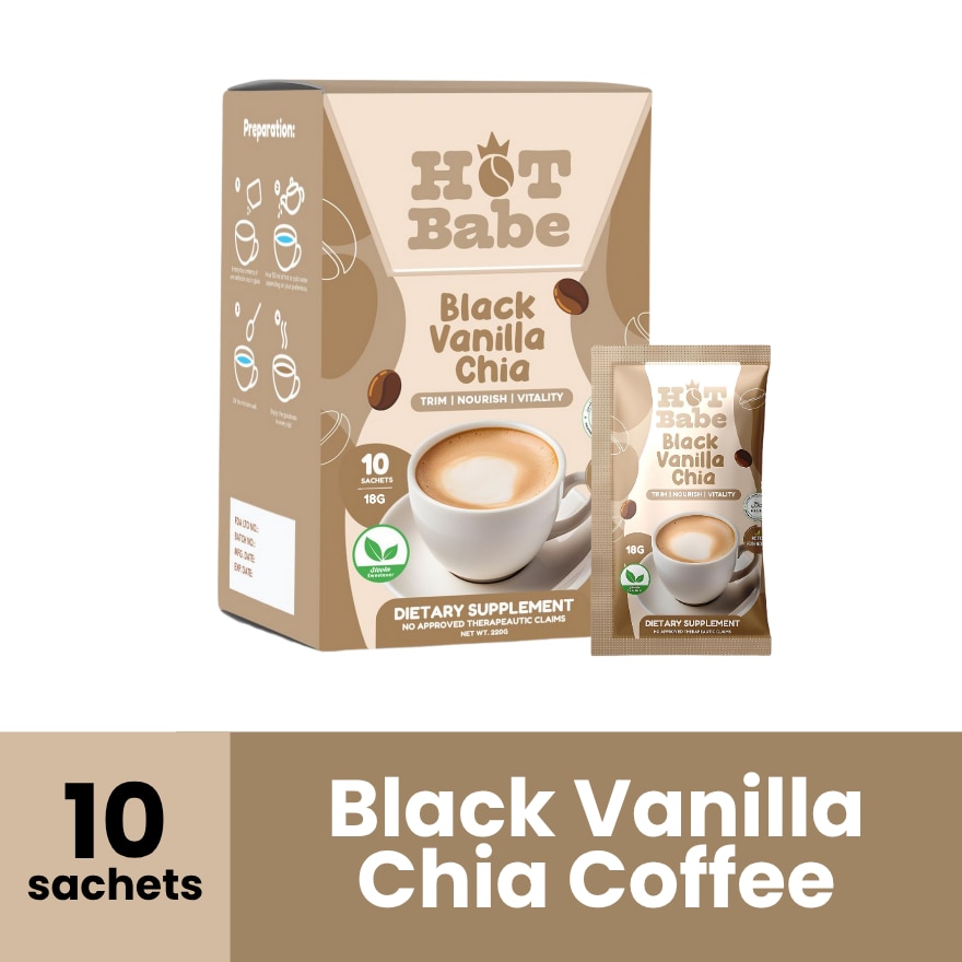 HOT BABE Black Vanilla Chia 10 Sachets x 180g