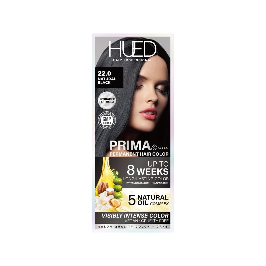 HUED Prima Classic Permanent Hair Color Upgraded Formula 22 Natural Black
