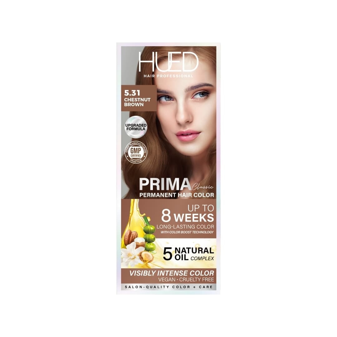 HUED Prima Classic Permanent Hair Color Upgraded Formula 5.31 Chestnut Brown