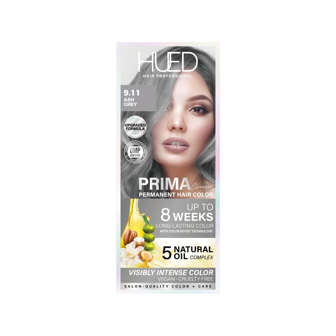 HUED Prima Classic Permanent Hair Color Upgraded Formula 9.11 Ash Grey