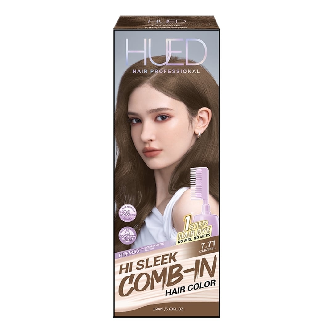 HUED Hi Sleek Comb Hair Color - 7.71 Caramel 160ml