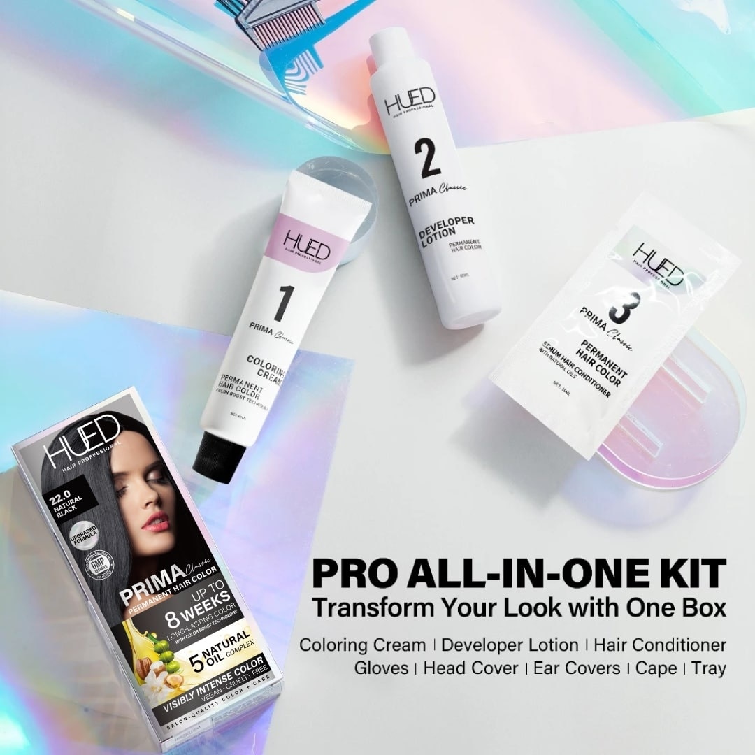 HUED Prima Classic Permanent Hair Color Upgraded Formula 22 Natural Black