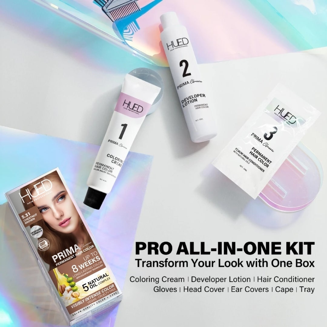 HUED Prima Classic Permanent Hair Color Upgraded Formula 5.31 Chestnut Brown