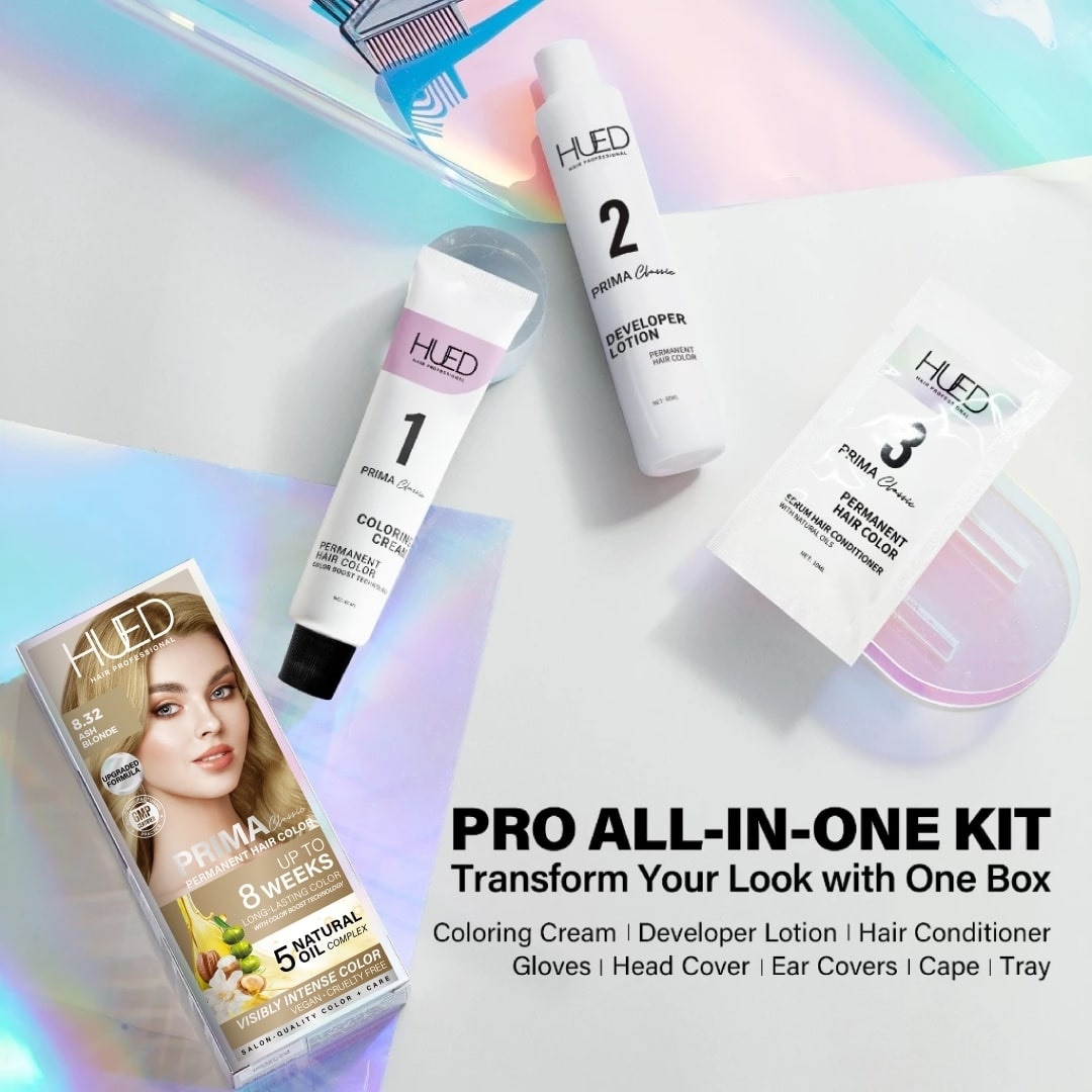 HUED Prima Classic Permanent Hair Color Upgraded Formula 8.32 Ash Blonde
