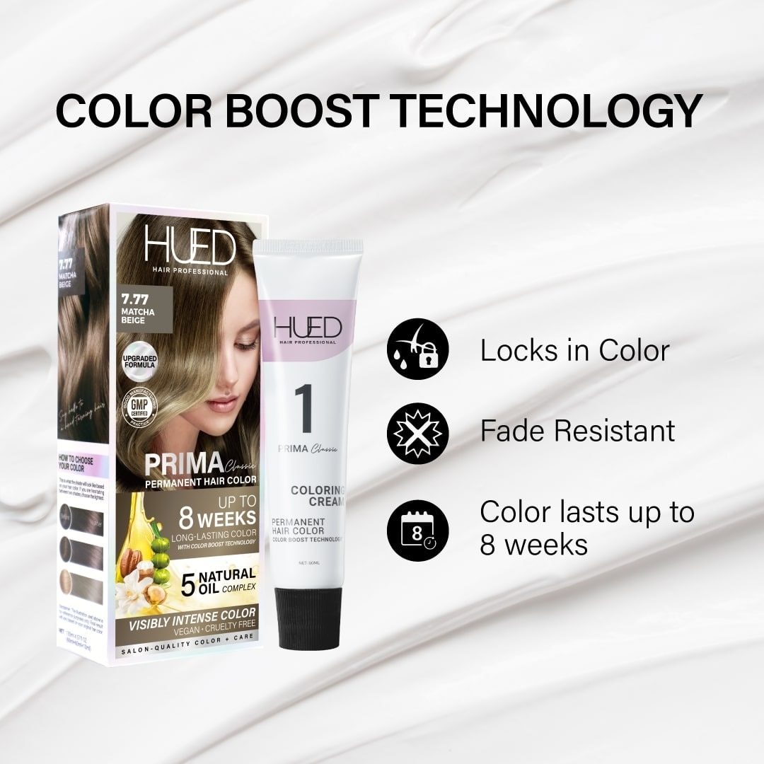 HUED Prima Classic Permanent Hair Color Upgraded Formula 7.77 Match Beige