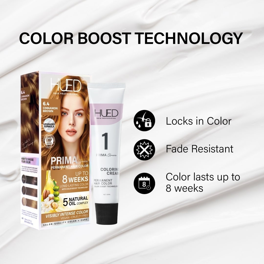 HUED Prima Classic Permanent Hair Color - 6.4 Cinnamon Brown 130ml